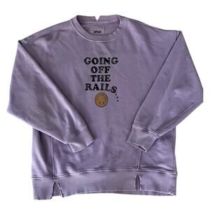 Aerie Oversized Distressed Sweatshirt Purple Size X-Small